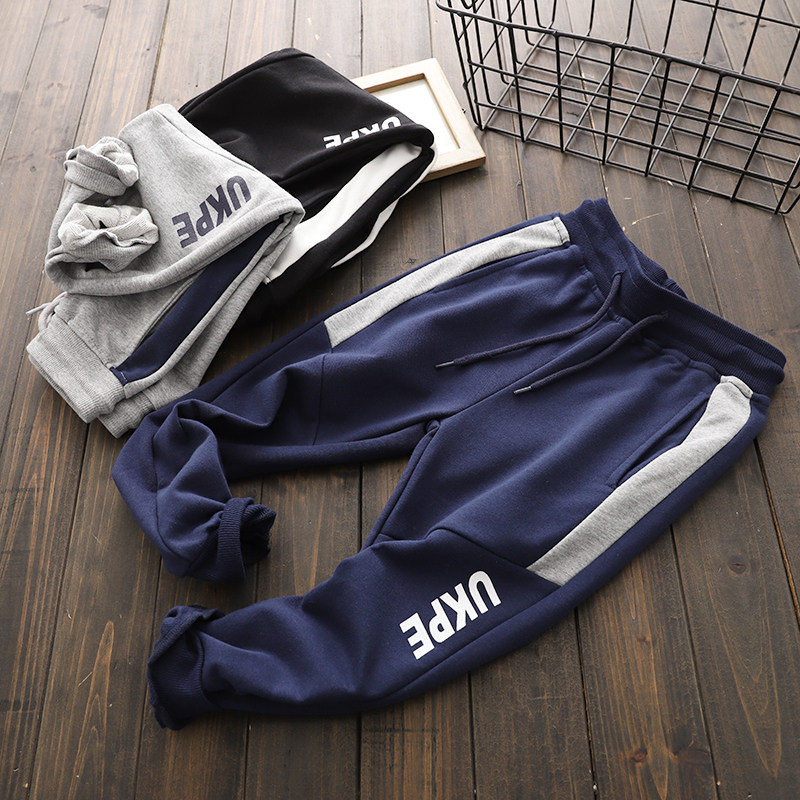 Boys' long pants sports pants pure cotton 2021 spring and autumn new elastic sweatpants in the big children's loose children's single pants trend