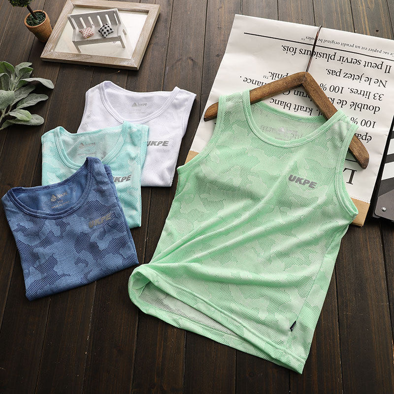 Big boy sports vest Children's quick-drying summer Large children's mesh quick-drying suspender boy I-shaped sleeveless T-shirt