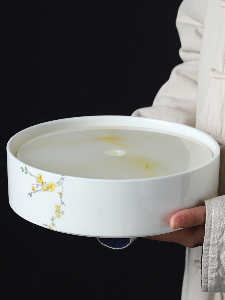 Su Ming high-grade jade tea plate Household small white porcelain simple hand-painted Japanese pot Chengqian tea table Kung Fu tea set