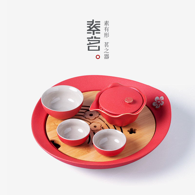 Ceramic Kung Fu Travel Tea Set Group Home Living Room Office Outdoor Express Guest Cup Portable Containing Bag Tea Maker