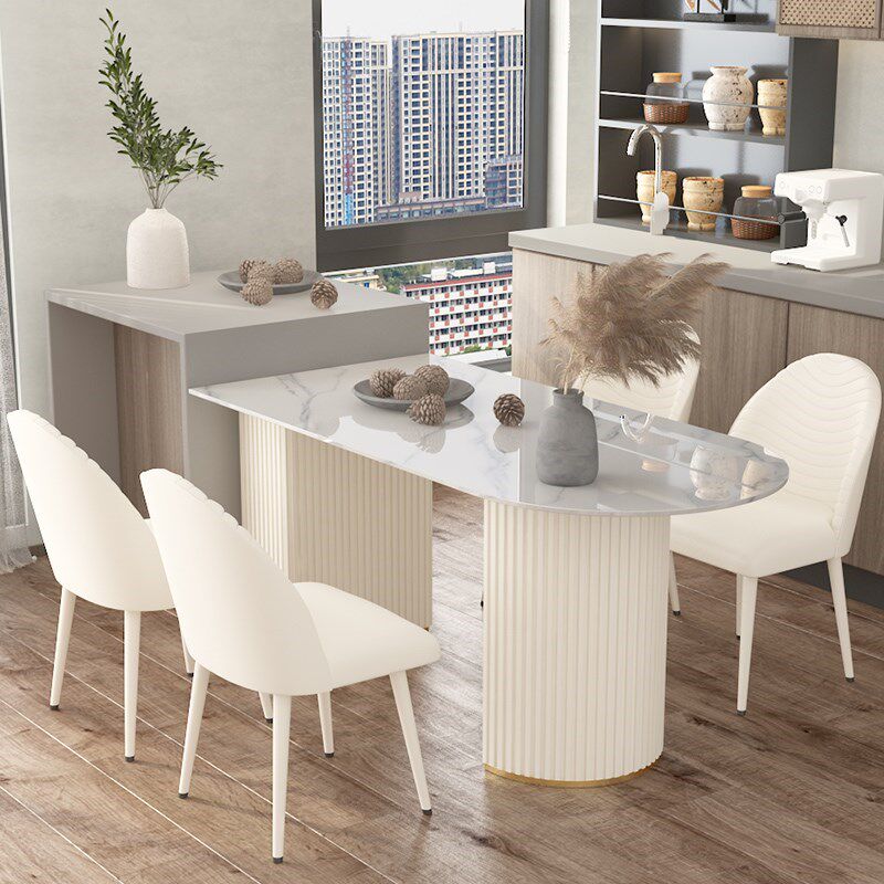 Modern minimalist slate dining table and chair combination oval dining table home small apartment light luxury dining room island typhoon