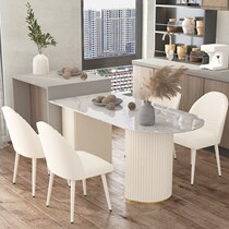 Modern minimalist rock board dining table and chairs Combined oval dining table Home Small family Type light lavish Restaurant Island Typhoon