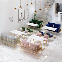 Net red milk tea shop table and chairs Composition minimalist Café Café Sweet lounge West Restaurant Leisure frescoed sofa Sofa Seat