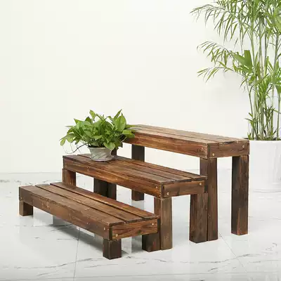 Anticorrosive wood stepped flower and wood gardening bonsai flower rack Balcony small garden Multi-layer step flower rack for flower pots