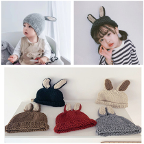 Net red baby winter hat Korean handmade knitted hat cute rabbit fashion girl winter warm wool hat