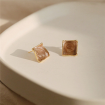 S925 silver pin method drop glazed wave Tetris ear nail minimalist Superior Feel Earrings Woman Temperament Net Red Small Earrings