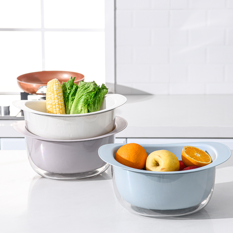 Oval Double Layer Drain plastic basket Home washing basin Fruit tray Kitchen Multifunction Vegetable Basket water filtration basket
