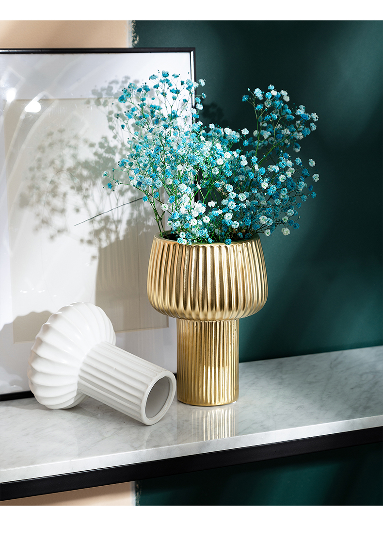 Nordic torch shape ceramic vase gold - plated simulation flower bouquet porch place is I and contracted light key-2 luxury soft outfit it