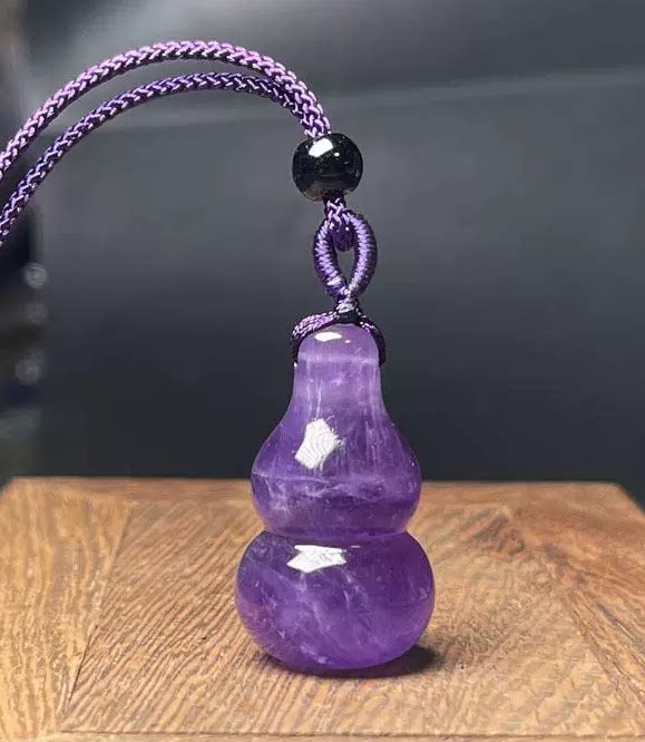 天然アメジストのひょうたん型ペンダント、アメジストのセーターチェーンネックレス、クリアクリスタル。