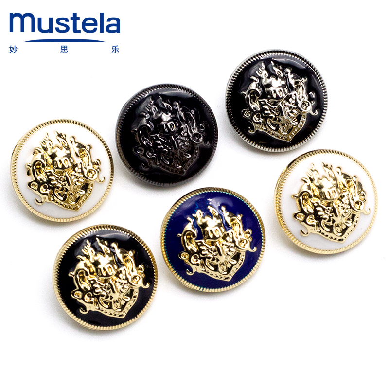 Metal buttons Black blue men's and women's casual suit buckle Retro round fashion coat buckle Coat trench coat button