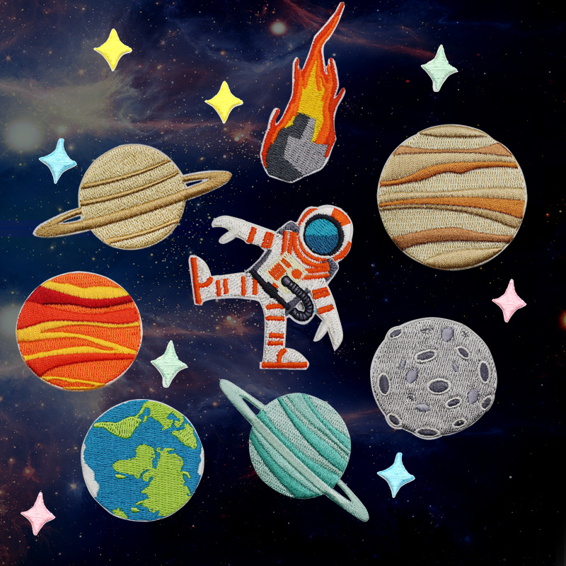 Universe Planet Pattern 100 Hitch Embroidered Cloth Patch Clothing Pants Repair Broken Hole Self-Adhesive Wrap to decorate the hole patch.
