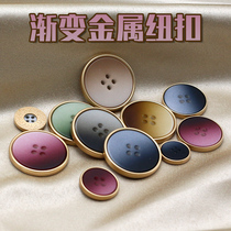 Fashion Metal Flat Quad-eyed Button Female Fur Coat Fur Coat Jacket Suit 100 Hitch Round Button Decoration