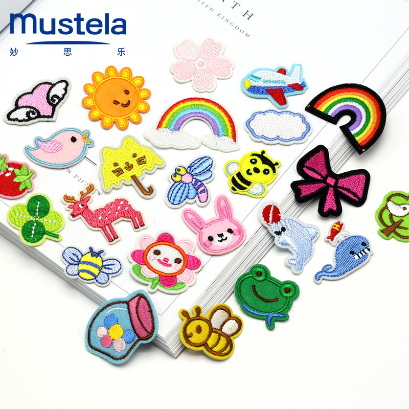 Children's clothes patch decals repair hole down jacket jeans cartoon embroidery trumpet pattern Joker cloth stickers