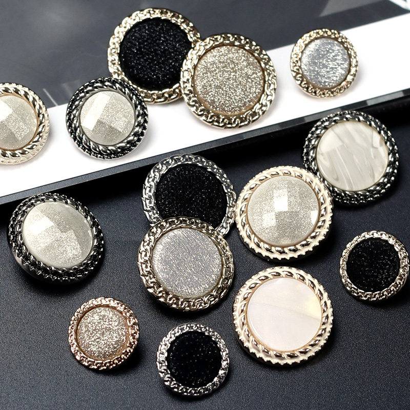 Small fragrant wind metal button top women's high-end coat suit shirt round button coat all-match decorative buttons