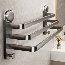 Suction Cup Towel Rack Without Punching Bathroom Cool Towel Bar Three-Layer Bathroom Storage Shelf Double-Layer Towel Hanging Rod