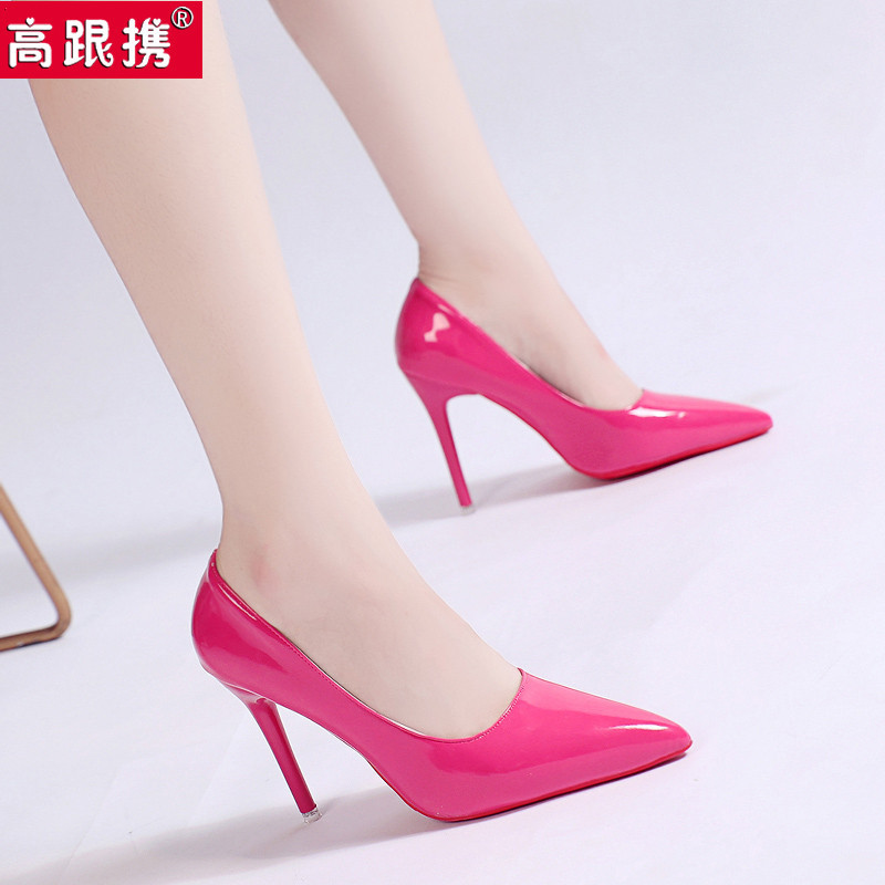 2026 New Korean-Style Patent Leather High Heels, Stiletto Black Work Shoes, Sexy and Elegant Pointed-Toe Shoes, Shallow Mouth Women's Shoes