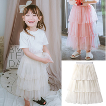  2020 new spring and summer Korean version of the girl princess cake dress large childrens mesh skirt fairy long skirt