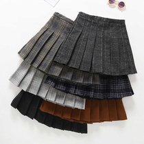  Girls  new autumn and winter clothes woolen plaid skirt pleated skirt Mid-size childrens high-waisted culottes ins short skirt