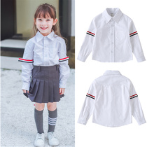  Childrens clothing 2021 spring and autumn new middle school children and students fashion striped wind shirt girls top long-sleeved shirt