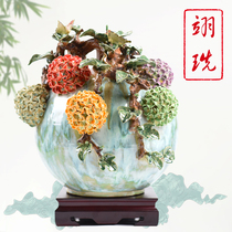 New Chinese-style living room porch decoration handmade crafts flower arrangement Ceramic Vase ornaments home accessories