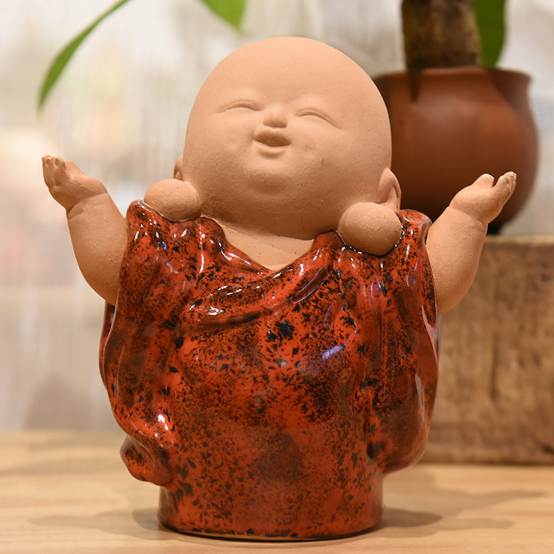 Living room small novice monk tea table decoration Zen new Chinese style Bogu frame ceramic crafts tea room decorations