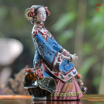 Shiwan doll ceramic lady home living room TV cabinet wine cabinet decorations ornaments Chinese style handmade gifts