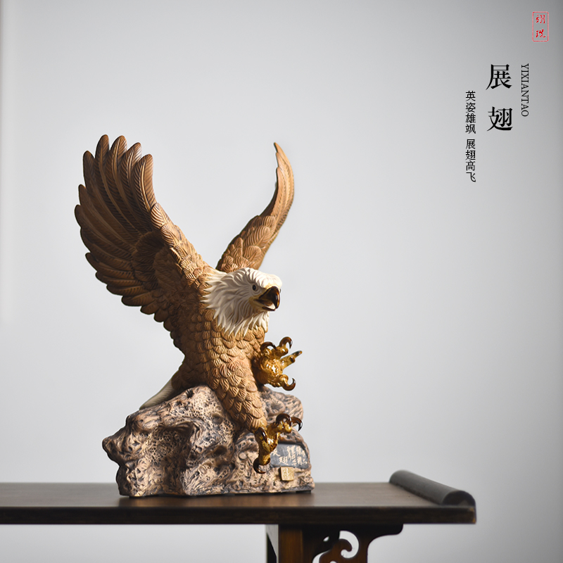 Eagle Show Grand Plan Ceramic Crafts New Chinese Style Living Room Wine Cabinet Decorations Office Ornaments Opening Gifts