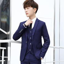 Mens suit suit suit slim small suit jacket casual stripe groom wedding wedding Mens whole set