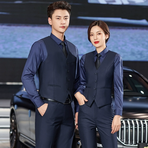 Жилет подходит для мужчин и женщин, комплект, рубашка для работы, униформа, с вышивкой