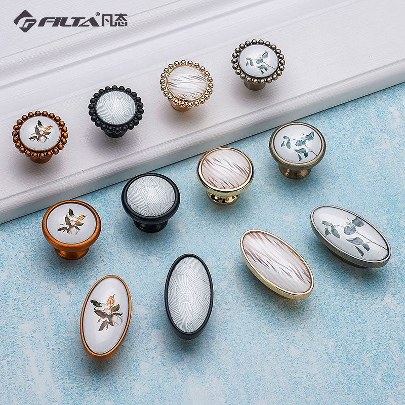 American light extravagant glass pull handle New Chinese style modern minimalist wardrobe door handle drawer whole cupboard single-hole small handle