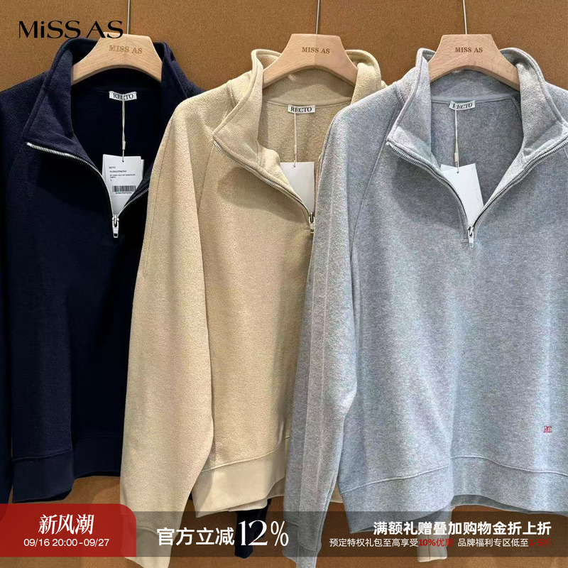 Recto Long-Sleeved Versatile Half-Zip Sweatshirt Loose Sweatshirt Top 26 Autumn and Winter New Style Missas Buyer Store