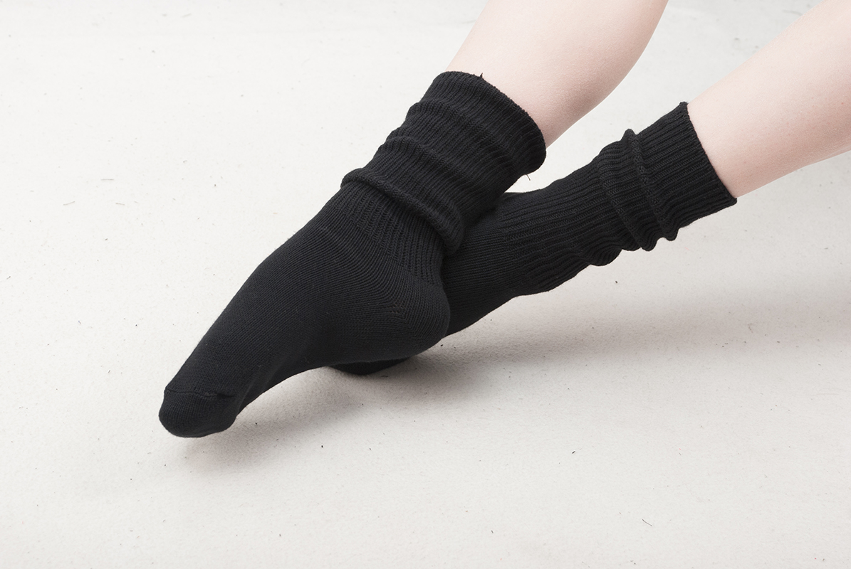 Modern dance dance socks women's middle tube modern dance socks cotton dance socks Black bubble socks Cotton non-slip