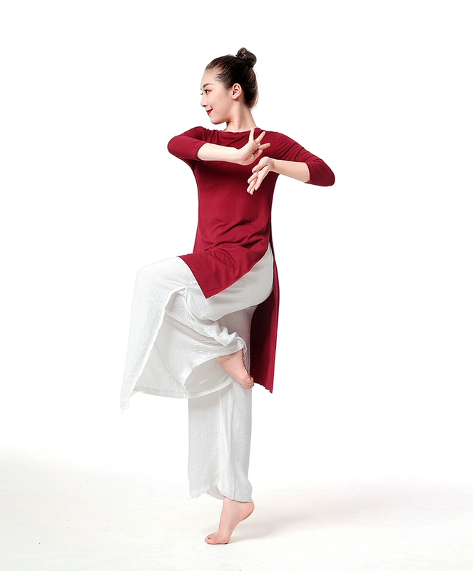 Quần áo tập nhảy hiện đại jazz cổ điển Latin dài đoạn ngắn ngắn mở khiêu vũ trang phục khiêu vũ quần áo yoga - Khiêu vũ / Thể dục nhịp điệu / Thể dục dụng cụ