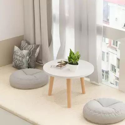 Small round table European coffee table room layout floating window sill small table bedroom small apartment creative ins carpet
