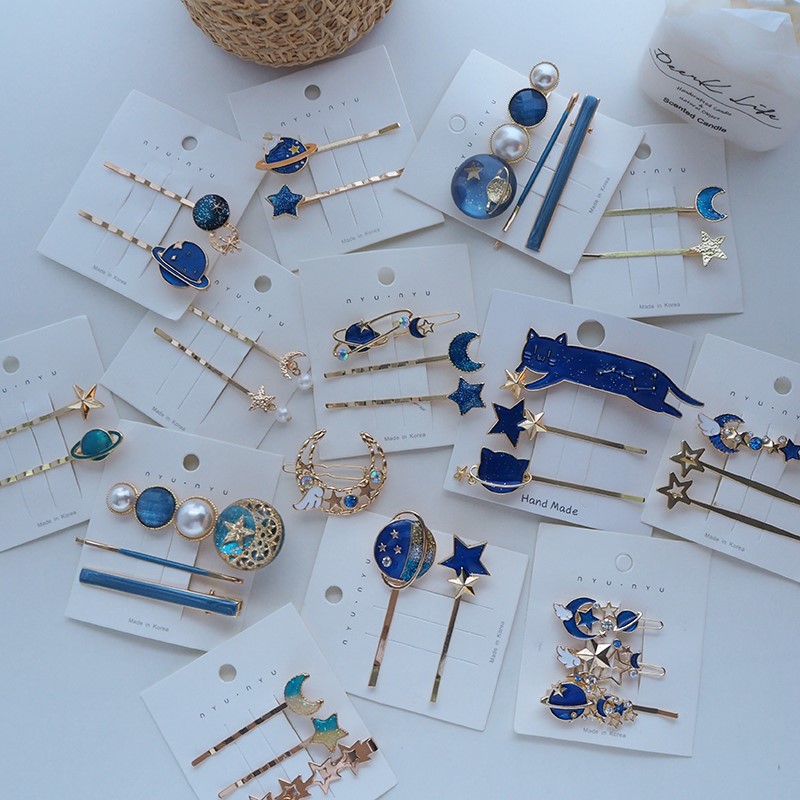 Best friend ear hair clip Starry sky super fairy clip ins wind Japanese 2020 popular hair clip short hair side word clip