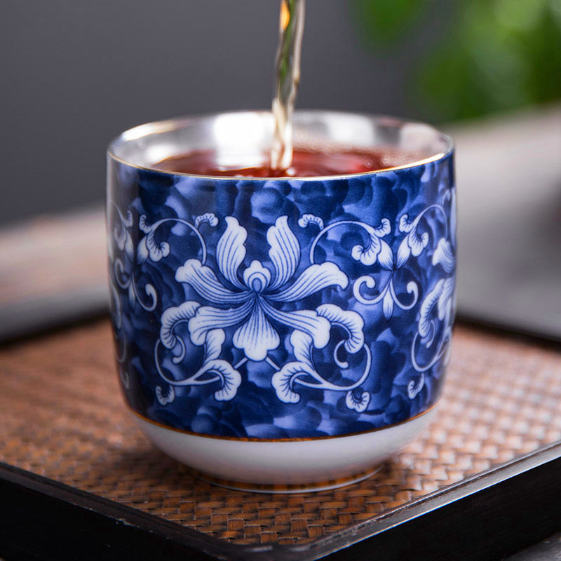 Mine loader 999 sterling silver cup ceramic masters cup single cup sample tea cup tea towns of blue and white porcelain bowl with household contracted kung fu