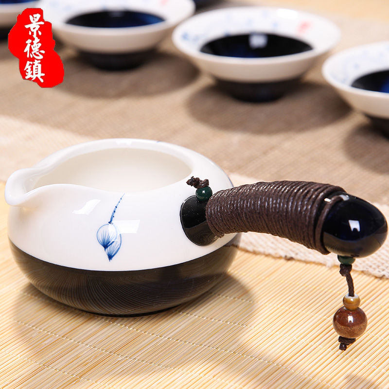 Focus on the collection store polite tea suit household kung fu tea set ceramic hand - made hat cup of a complete set of Japanese