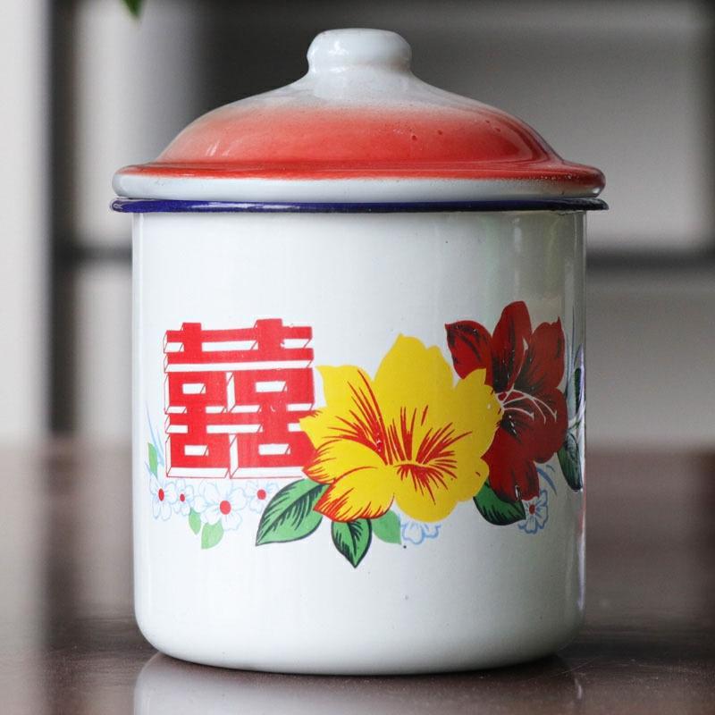 Retro capacity large double cylinder head iron glass tea cup ww should "bringing nostalgic enamel more old - fashioned super cup