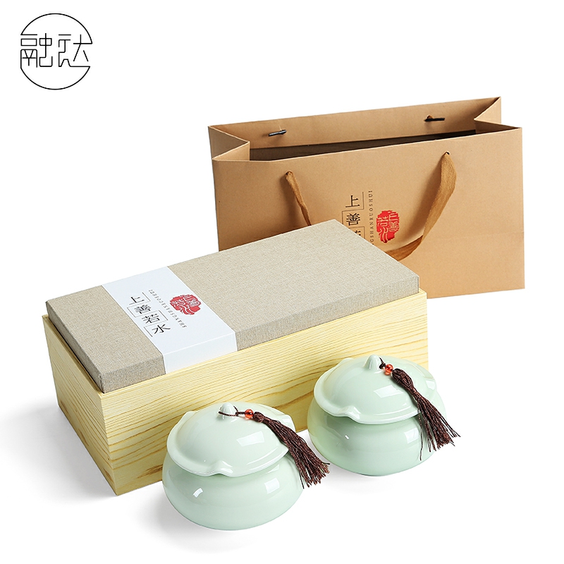 Ceramic tea pot empty as cans half jins box with common black tea, green tea, tea packaging can customize LOGO