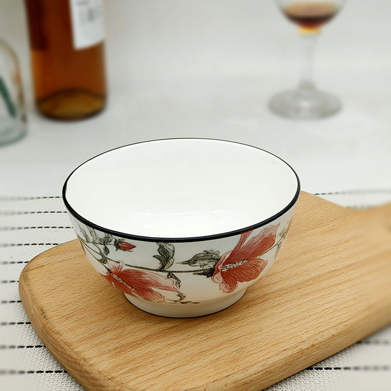 Jingdezhen household eat 5 inch ceramic bowl bowl of 10 young creative rice bowls move with lovely microwave oven