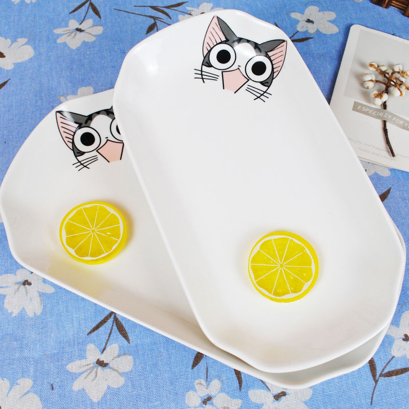 Two fish dish ceramic household super - sized rectangle steaming roast fish fish microwave bowl dish plate