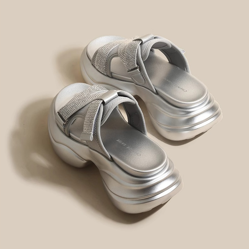 Michael Kimi【Light Steps】2026 New Summer French Open-Toe Rhinestone Fashion Sandals for Women