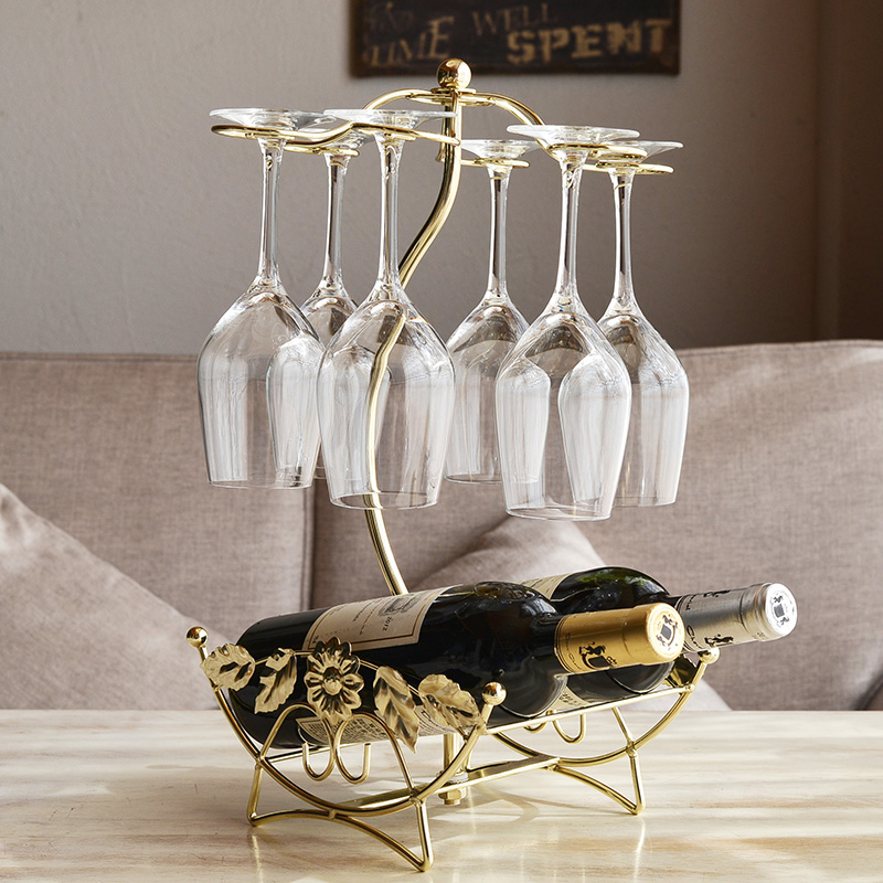 European-style wine rack decoration wine rack upside-down wine bottle rack red wine glass rack home wine cabinet decoration ideas