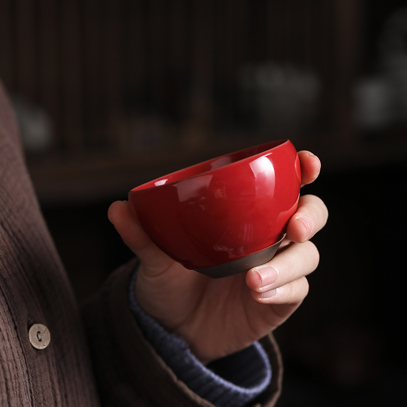 By both red guanyao tea master cup single cup sample tea cup kung fu ceramic cups and move large - sized restoring ancient ways