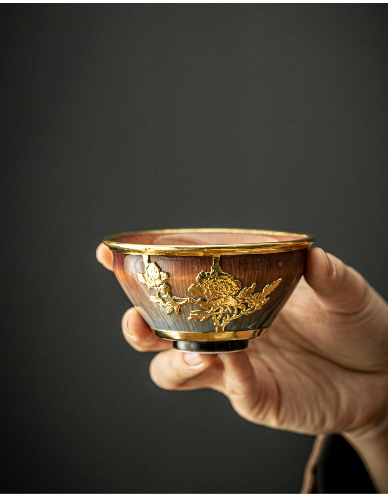 By jingdezhen an inset jades kung fu tea cup gold small sample tea cup By patterns built drawing masters cup