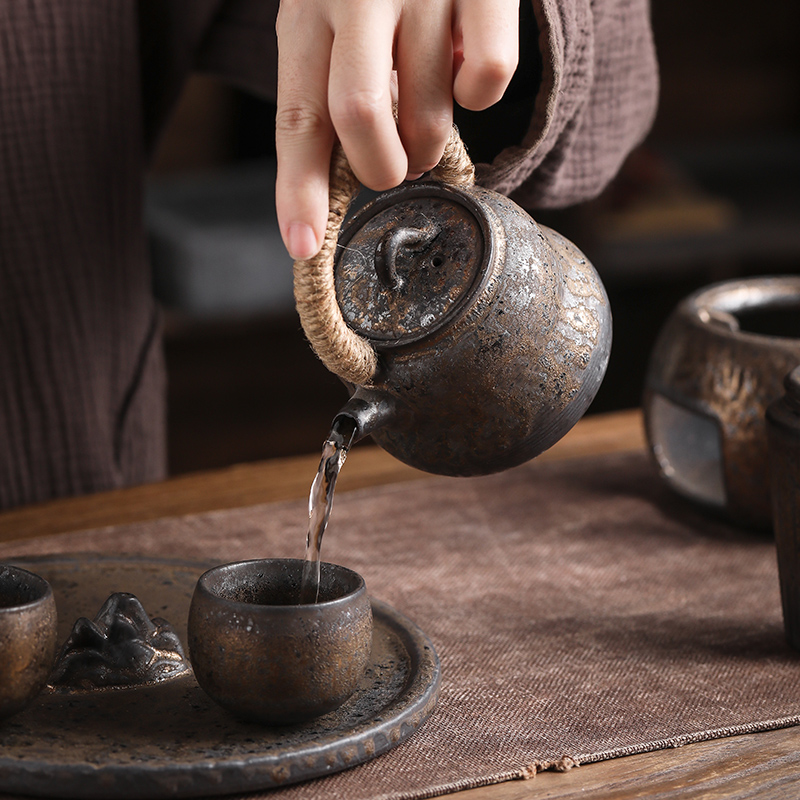 By Japanese kung fu tea set suit household ceramics girder teapot teacup dry tea consolidation set of tea set
