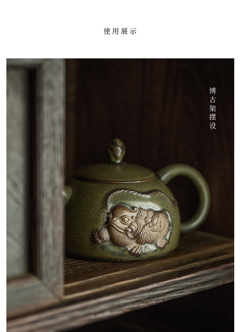 By dipping, glaze ceramic teapot the mythical wild animal Japanese household pot teapot kung fu tea set filter single pot of restoring ancient ways