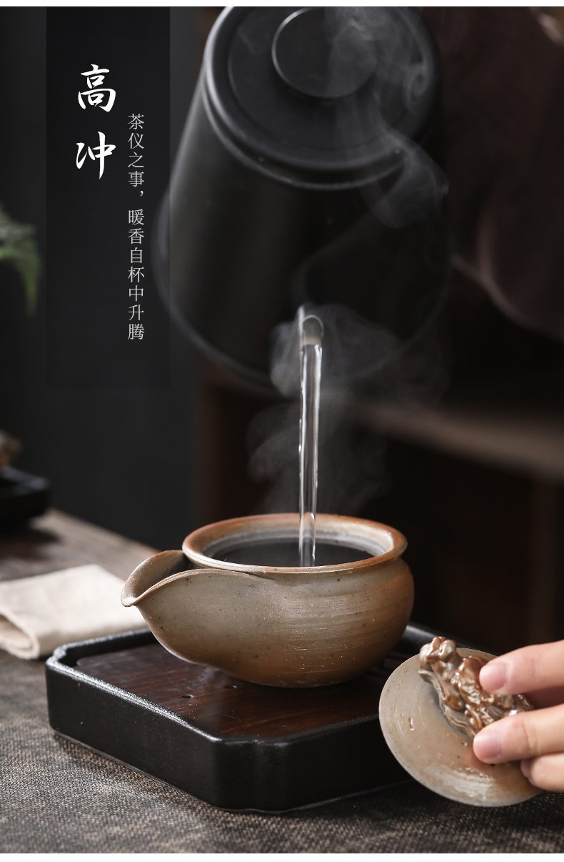 By firewood leading Japanese pure manual coarse pottery teapot hand grasp pot pinecone tureen kung fu tea tea