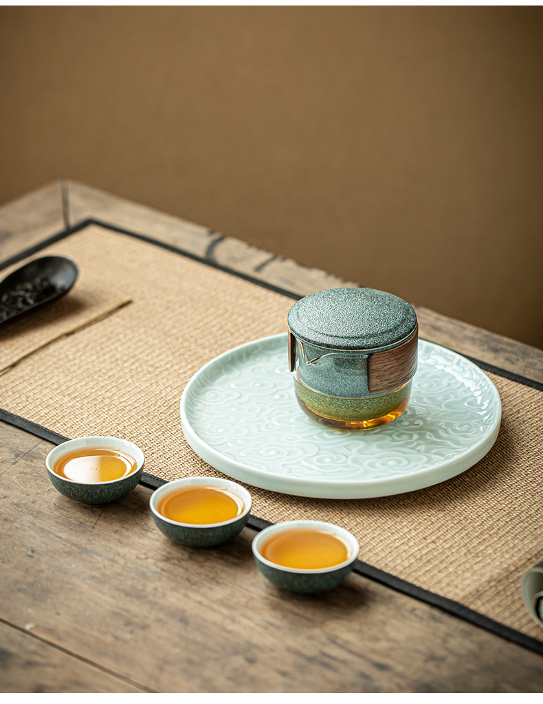 By Japanese kung fu tea set four cups three cups of small portable bag in a pot of suit custom ceramic crack cup