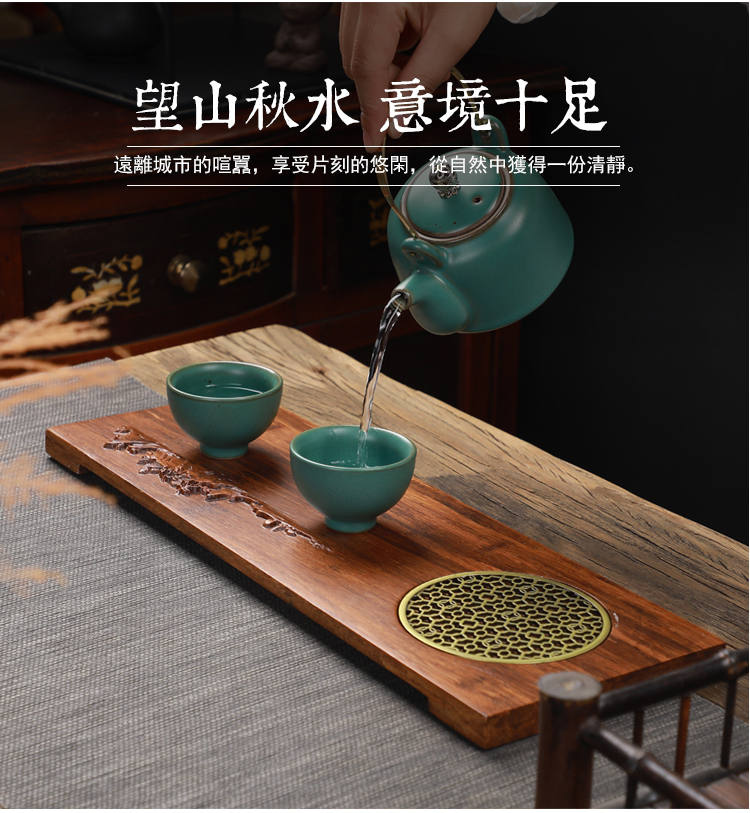 By heavy bamboo small consolidation piece of solid wood pallet dry mercifully tea saucer pot bearing two people doing mercifully tea tea table